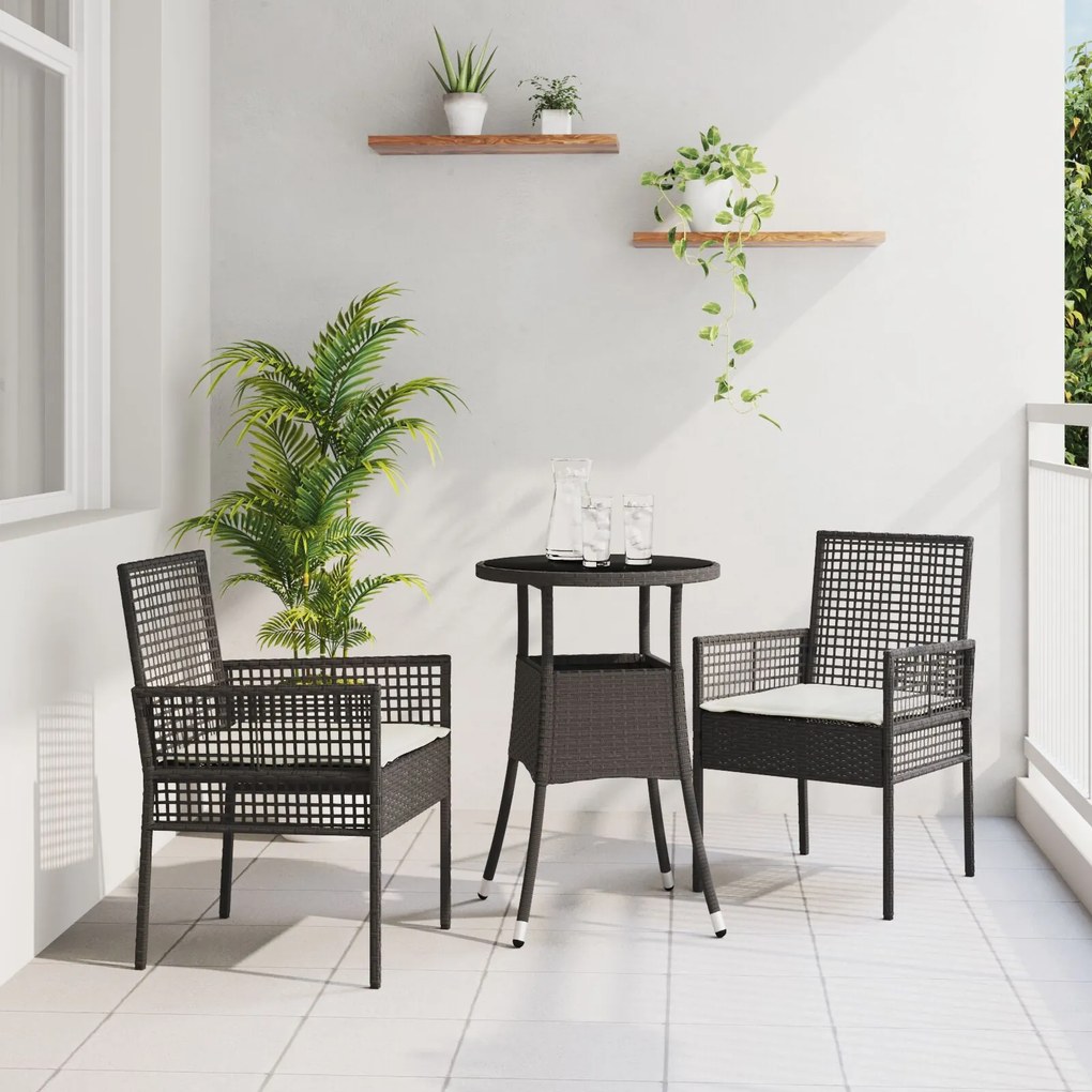 vidaXL Set de dining pentru grădină 3 piese Bej din ratan sintetic
