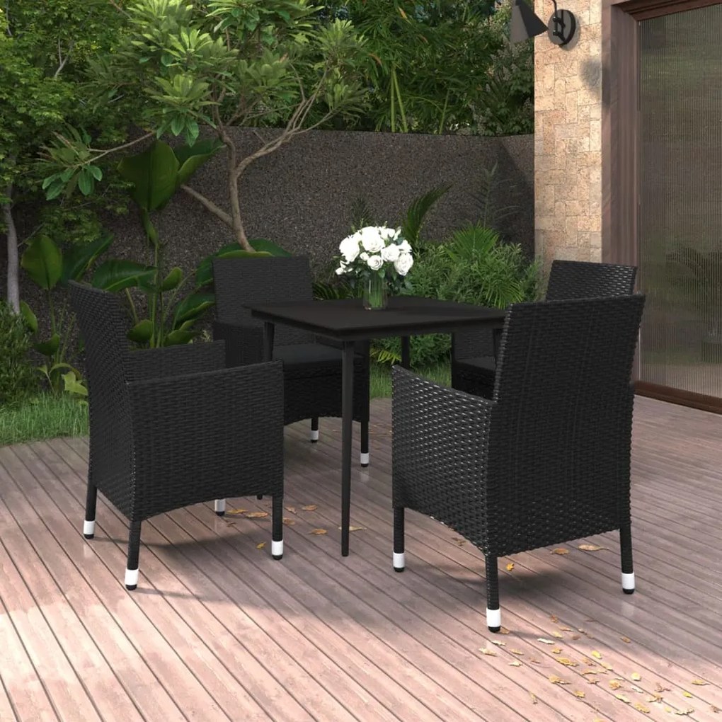 vidaXL Set mobilier de grădină cu perne 5 piese poliratan &amp; sticlă