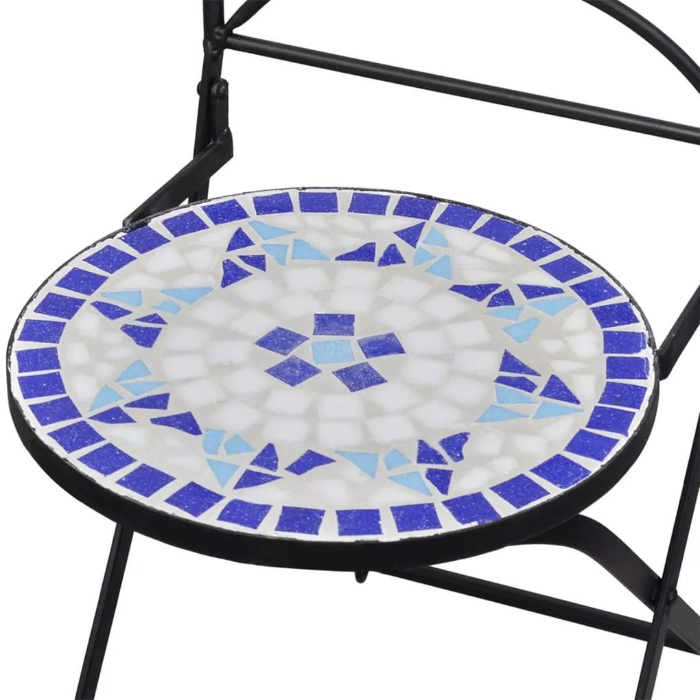 Set de bistro mozaic, 3 piese, albastru  alb, placa ceramica Albastru si alb, Patrat, 3