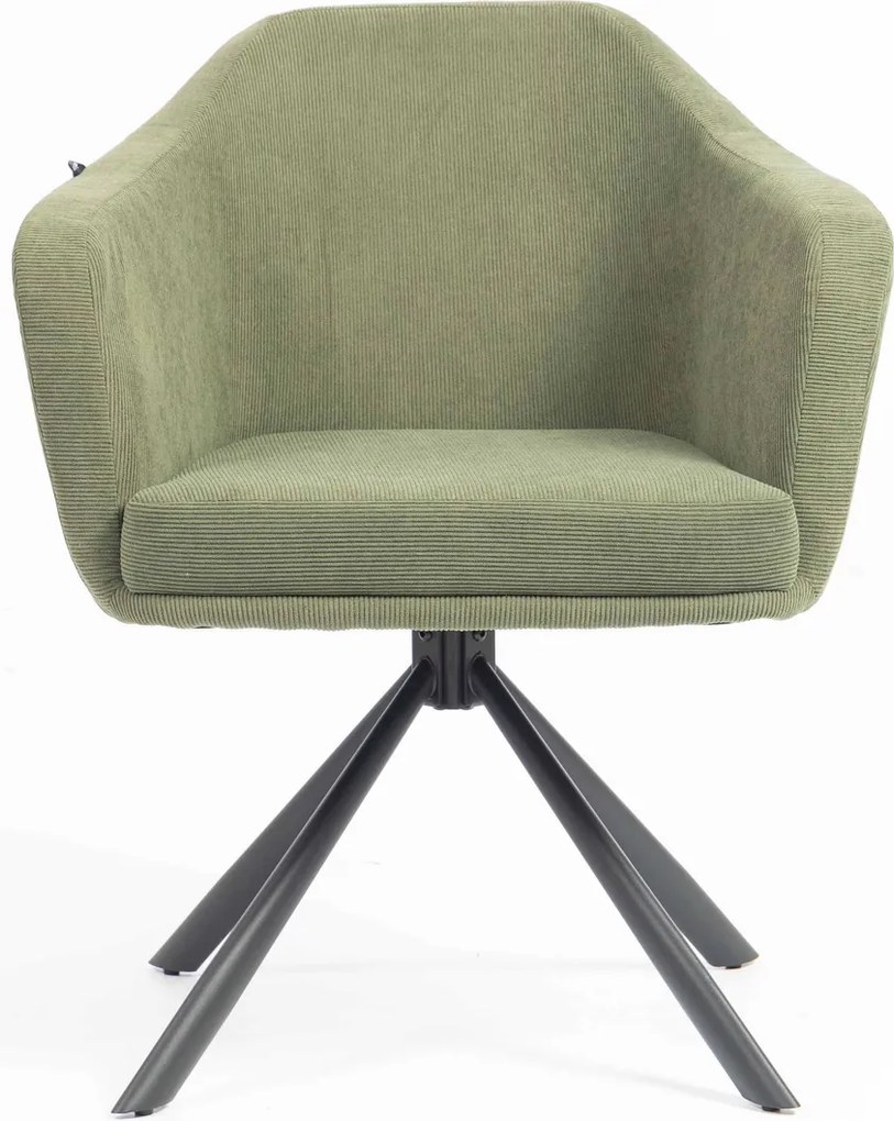 HR832 BAZĂ STEA Scaun Catifea Reiată Premium culoare verde salvie cu Bază Neagră