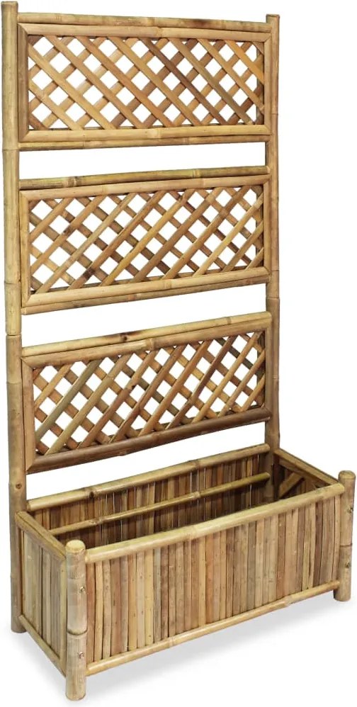 vidaXL Strat înălțat de grădină cu spalier din bambus, 70 cm