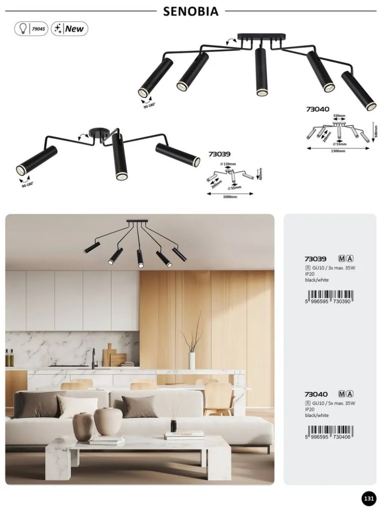 Lustra aplicata cu 3 spoturi design modern Senobia