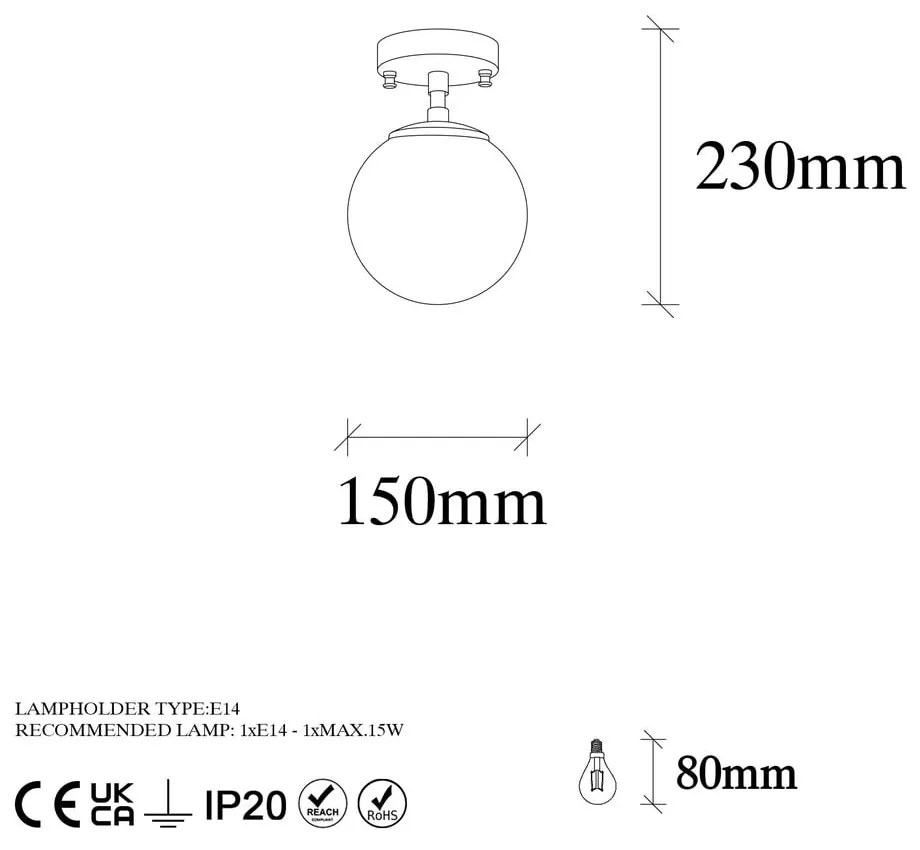 Plafonieră albă/în culoarea bronz cu abajur din sticlă ø 15 cm Atmaca – Opviq lights