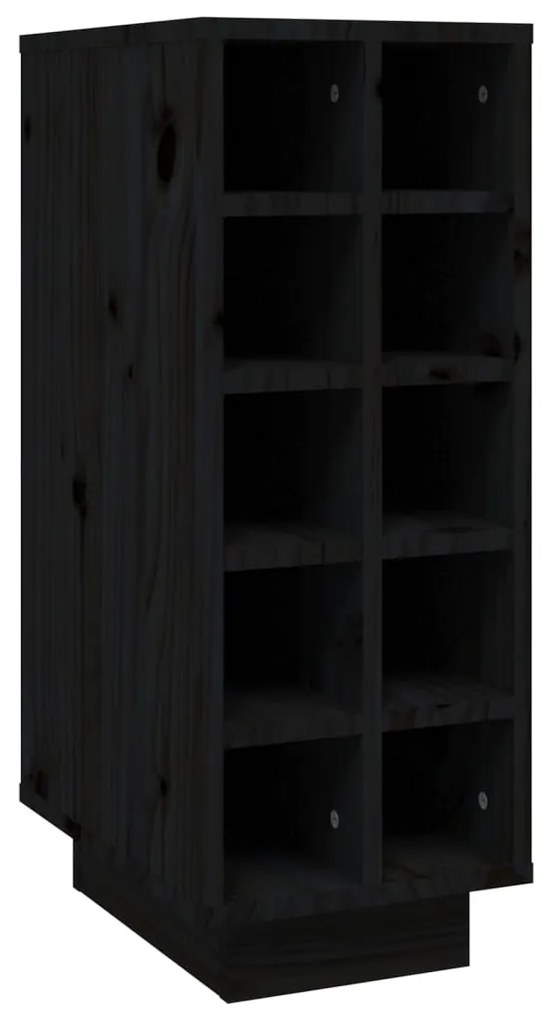 820975 vidaXL Dulap de vinuri, negru, 23x34x61 cm, lemn masiv de pin