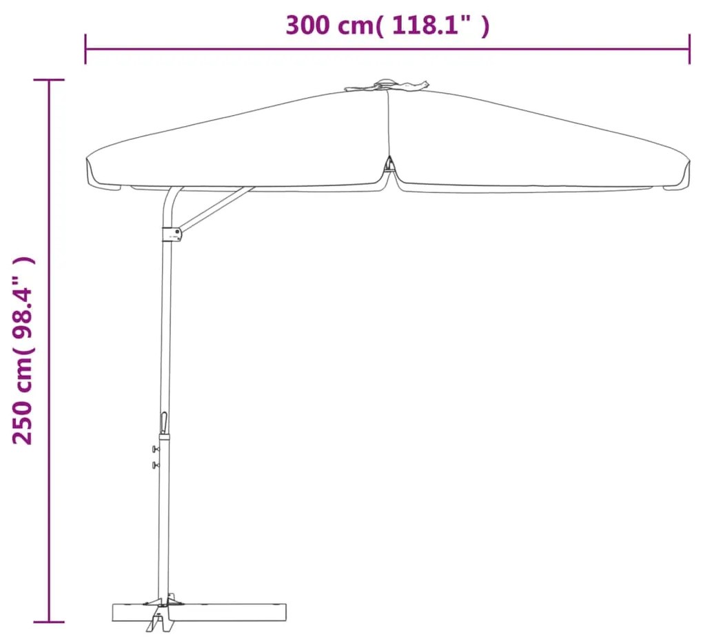 Umbrela soare de exterior cu stalp din otel, caramiziu, 300 cm Terracota