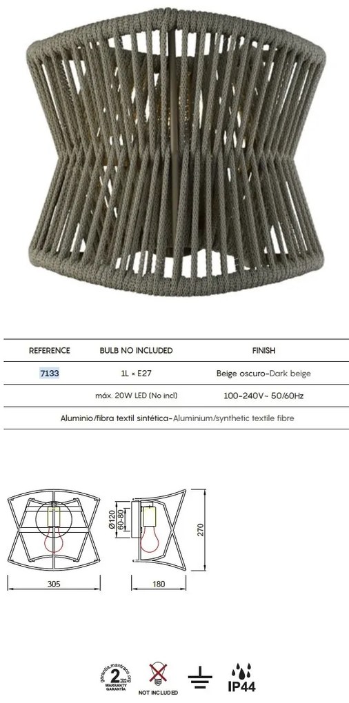 Aplica de perete iluminat exterior IP44 POLINESIA