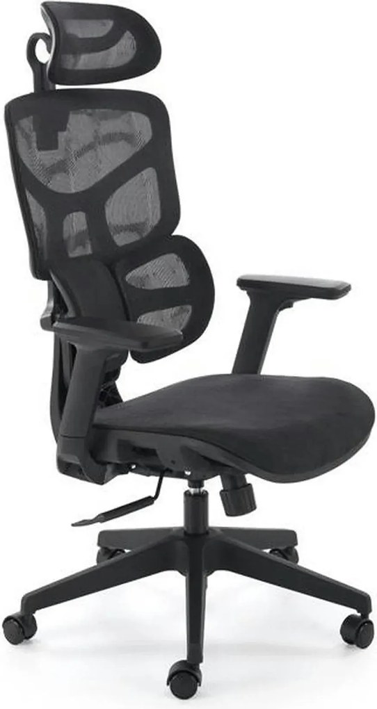 Scaun birou MACAR, negru, stofa clasica/plasa, 71x69x127-133 cm