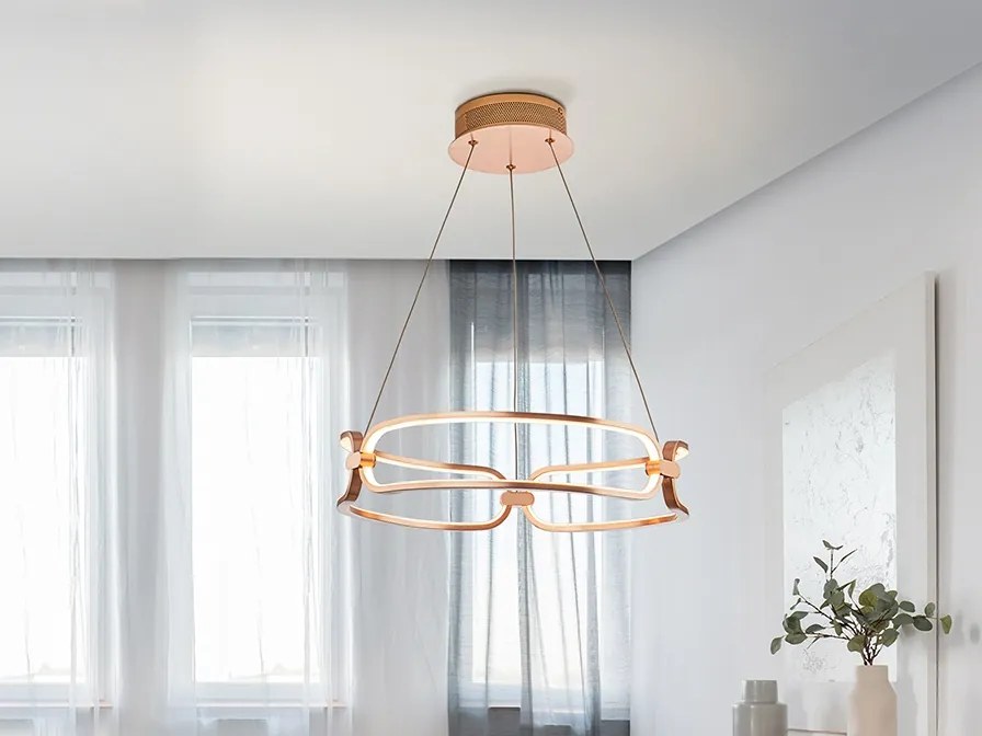 Lustra LED suspendata design ultra-modern 47cm Colette auriu roze