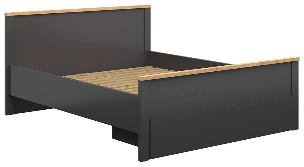 Pat matrimonial 160 cm Hesen LOZ1S/140 (grafit + Stejar artisan). Promo -18%. 1062513