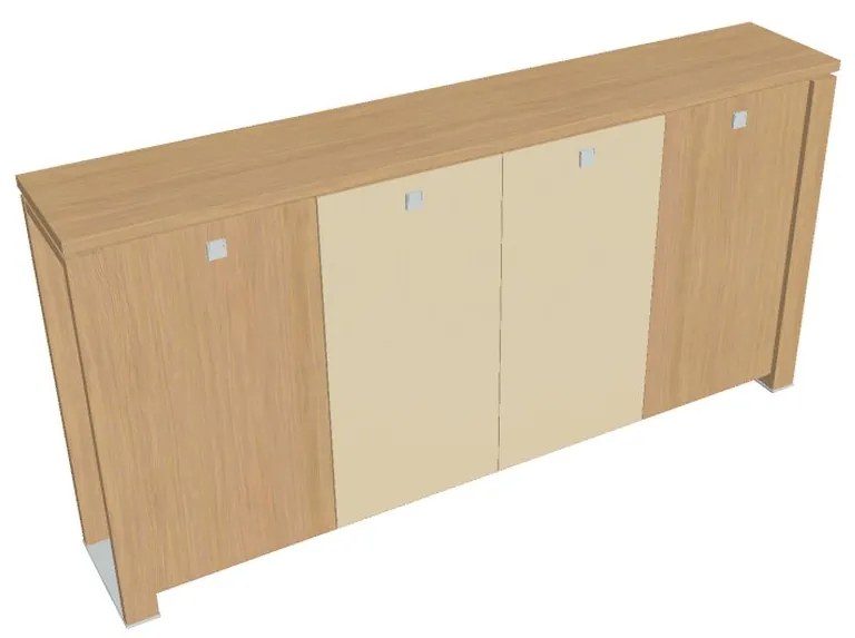 Dulap mediu pentru haine Verno+ 260 x 46 x 130 cm, uși combinate, stejar deschis / vanilie
