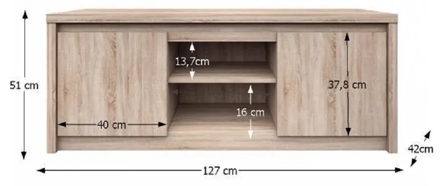 Comoda TV, PAL melaminat, stejar sonoma, NORTY