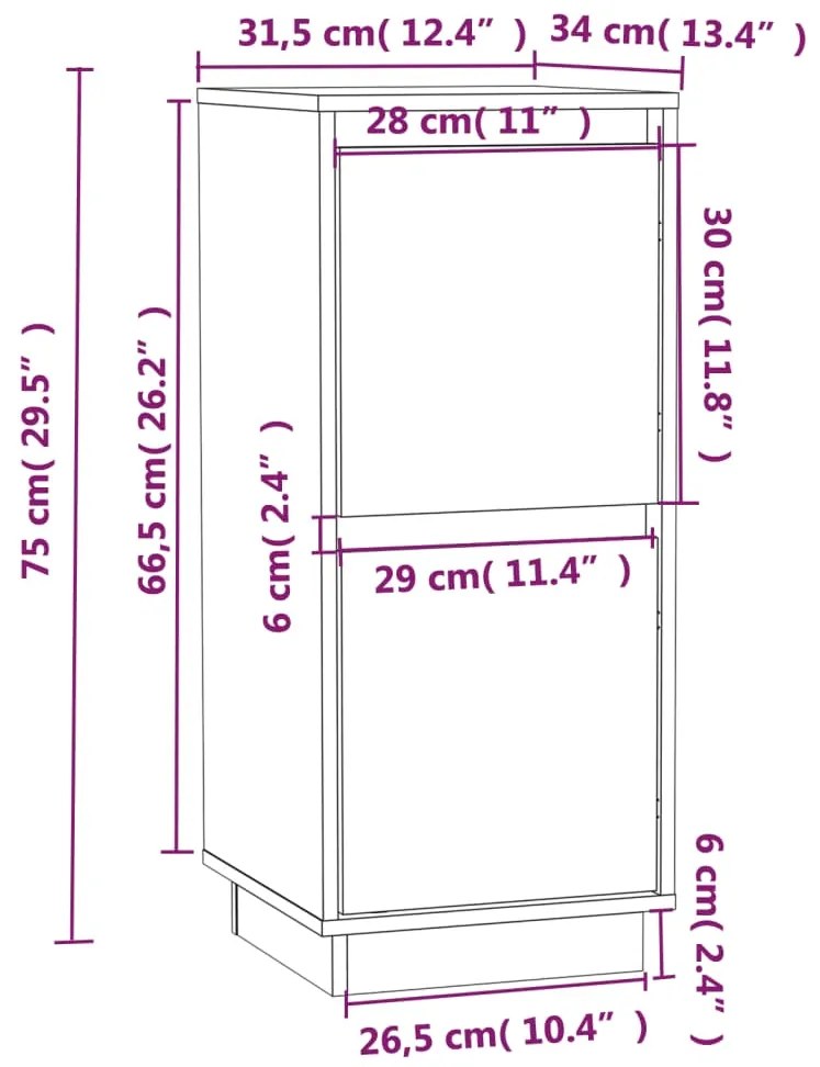 Servante, 2 buc., alb, 31,5x34x75 cm, lemn masiv de pin 2, Alb