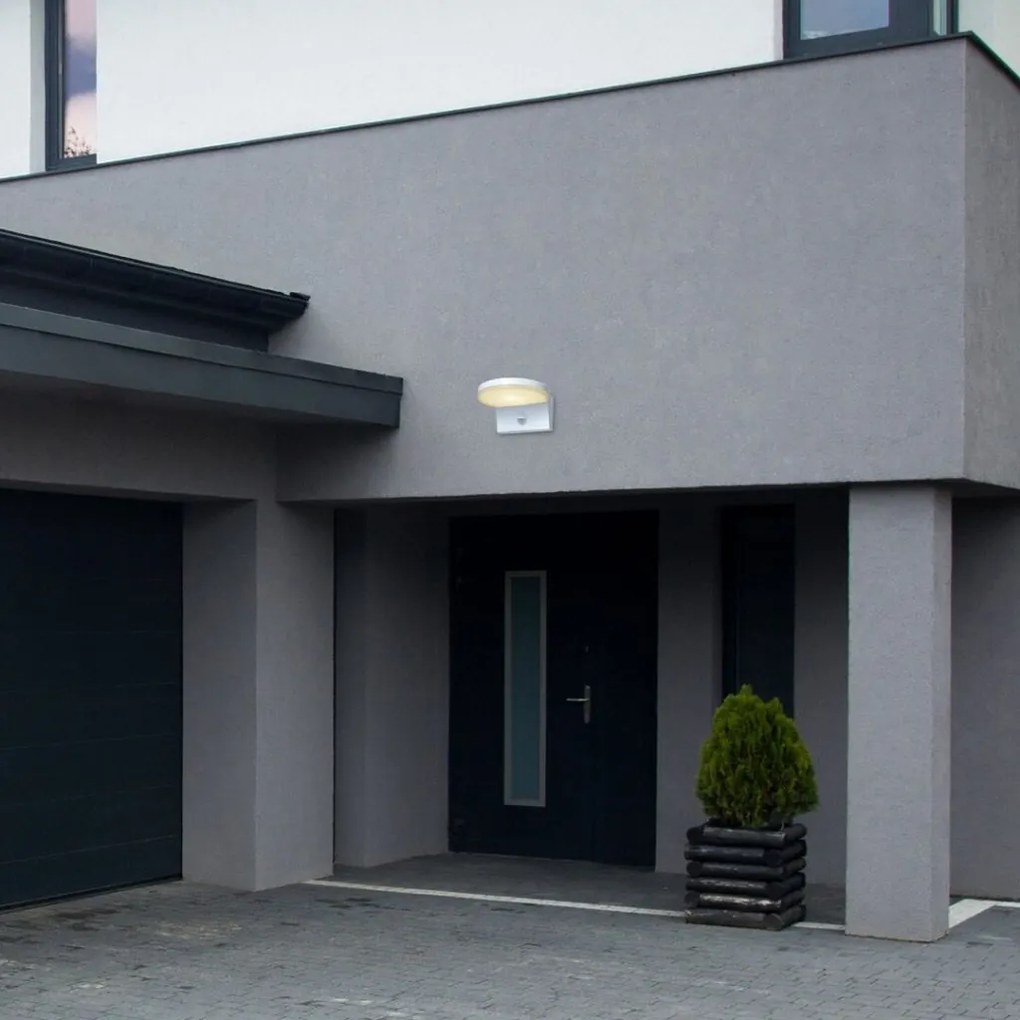 Aplica exterior LED, Senzor de miscare, Protectie IP54, Batida, alb