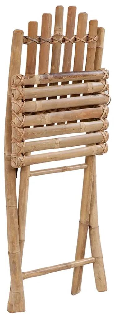 Set mobilier de exterior pliabil, cu perne, 5 piese, bambus Albastru deschis, 40 x 40 x 7 cm, 5