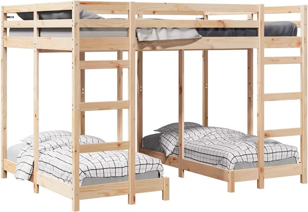 vidaXL Cadru de pat supraetajat triplu Maro 140 x 200 cm