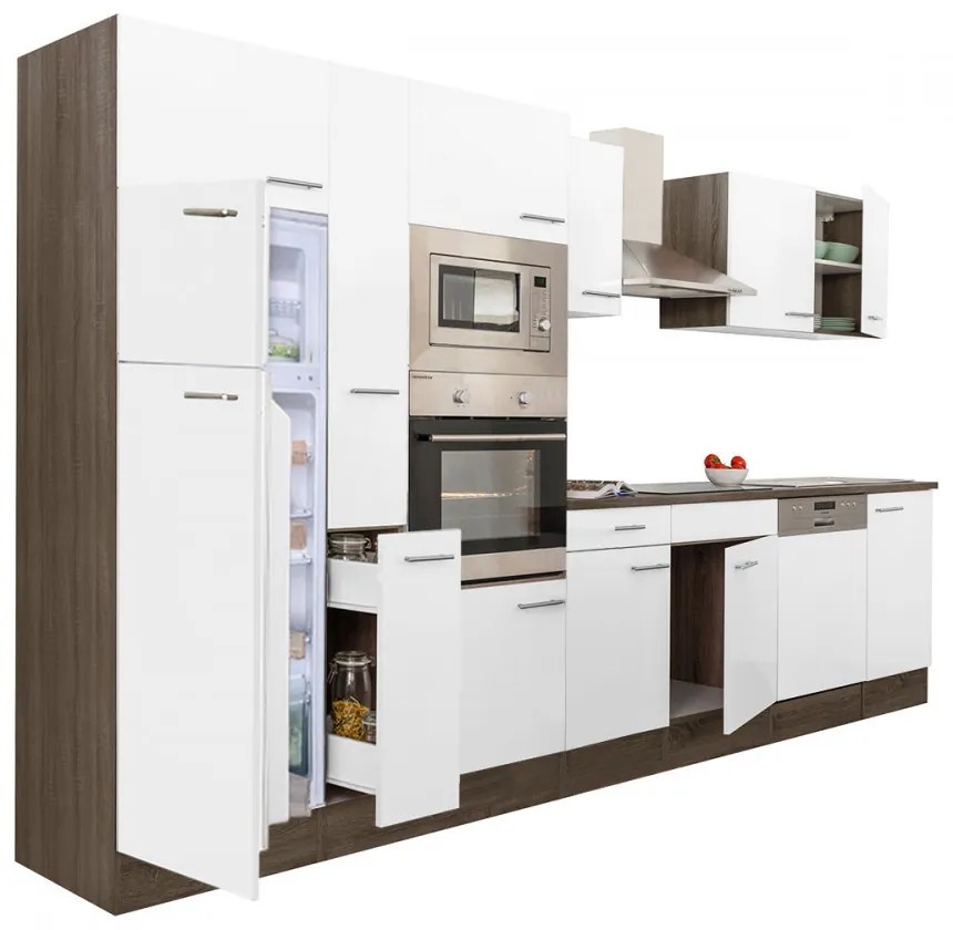 Mobilă de bucătărie Yorki 370, corp din stejar Yorki, cu față alb satinat