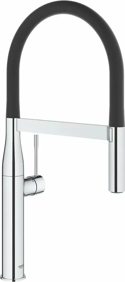 Baterie bucatarie cu pipa flexibila Grohe Essence negru - crom