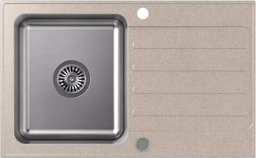 Chiuveta compozit incastrata Quadron Pop Kenneth 111 finisaj inox - bej 78x48 cm