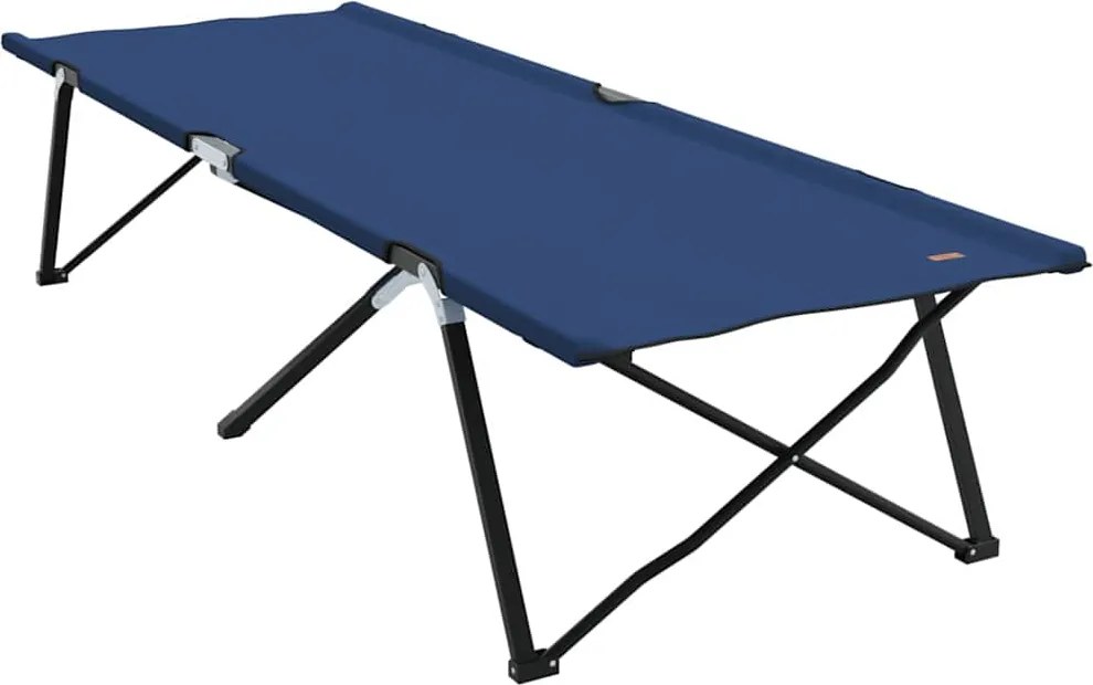 vidaXL Pat pliabil pentru camping Manual albastru 206 x 76 x 74 cm