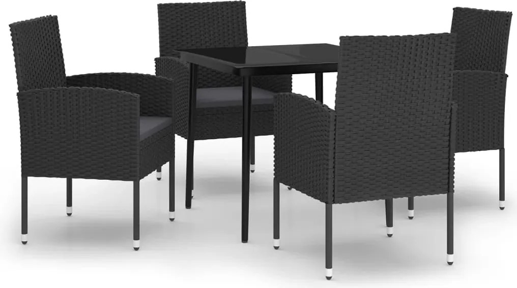 vidaXL Set de servit masa pentru grădină, 5 piese, negru