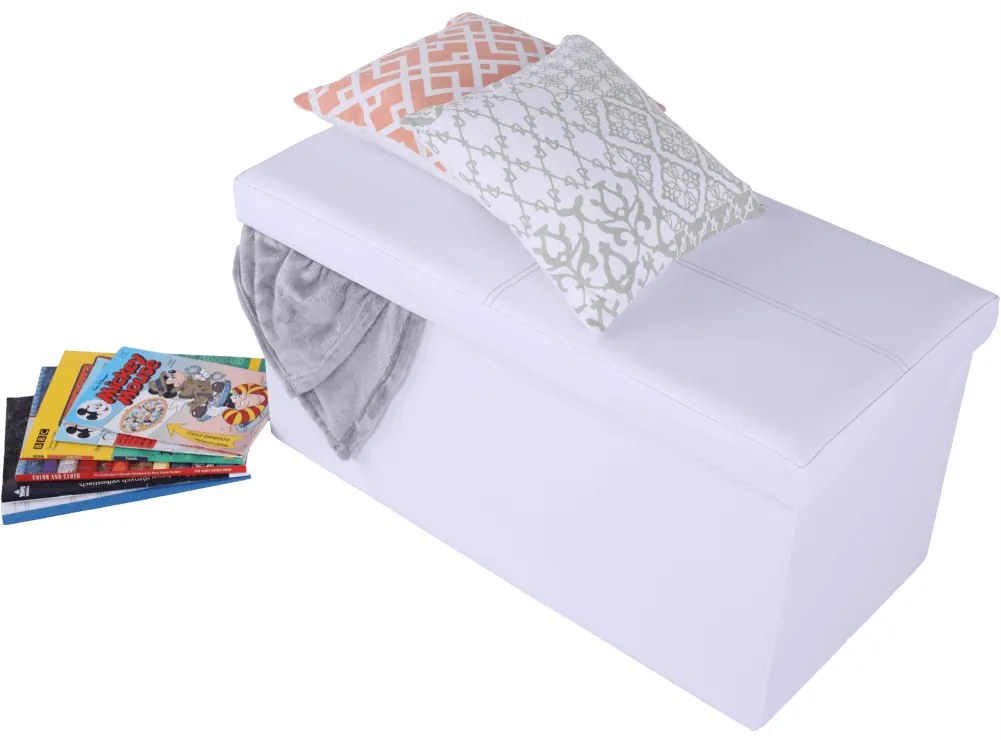 Taburet pliabil din piele ecologica alba, IMRA