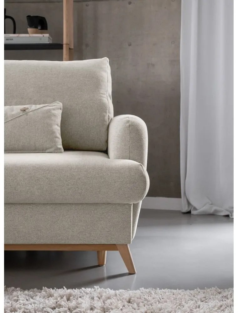 Colțar bej extensibil/cu spațiu de depozitare (cu colț pe partea stângă/cu șezlong) Scandic Lagom – Miuform