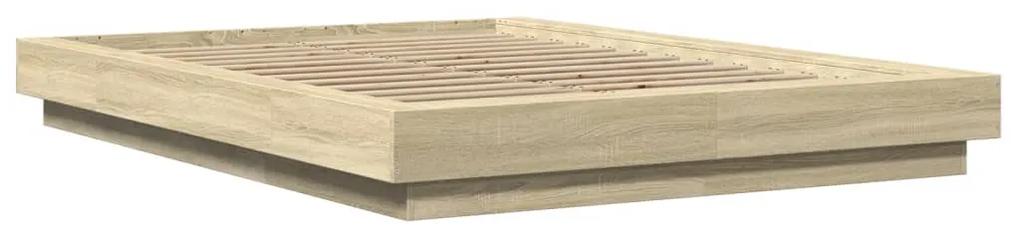 3281191 vidaXL Cadru de pat, stejar sonoma, 140x200 cm, lemn prelucrat