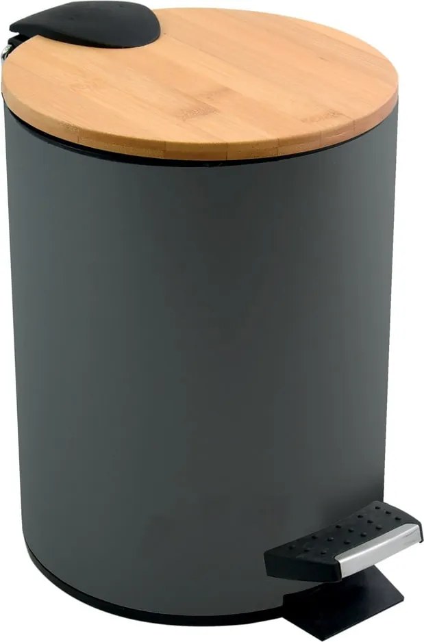 Coș de gunoi gri închis cu pedală din oțel 3 l Adonis – Spirella