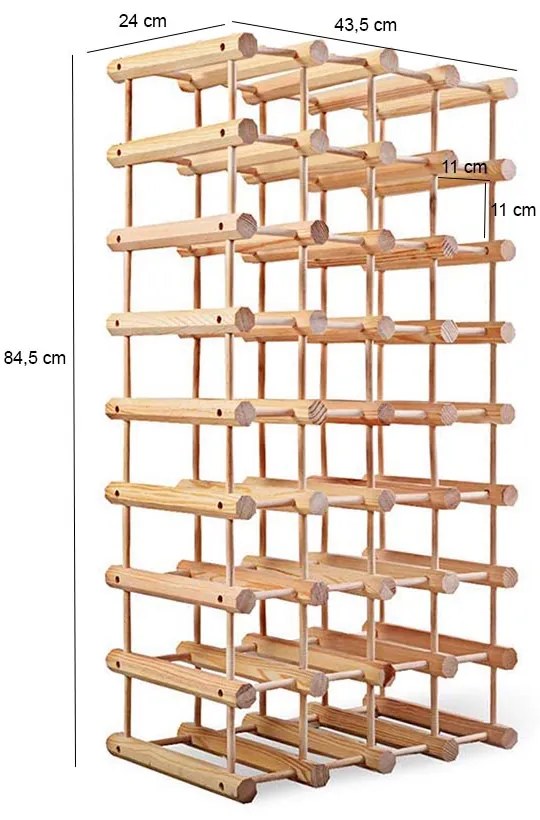 Suport din lemn pentru sticle de vin, 36-40 sticle