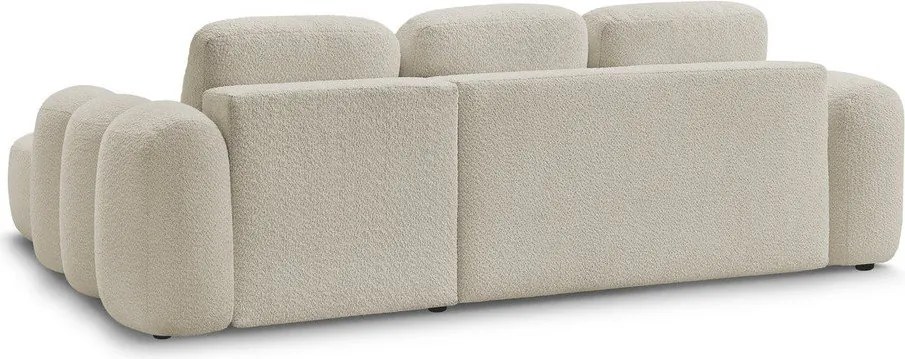 Colțar bej extensibil/cu spațiu de depozitare cu tapițerie din țesătură bouclé (cu colț pe partea dreaptă/cu șezlong) Montaigne – Bobochic Paris