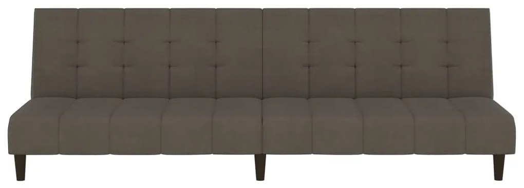 Canapea extensibila cu taburet, 2 locuri, gri inchis, catifea Morke gra, Cu suport de picioare