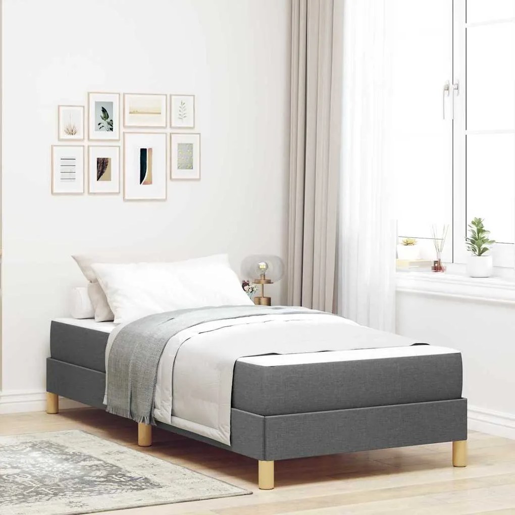 vidaXL Pat cu arcuri cu saltea Gri închis 80 x 200 cm țesătură