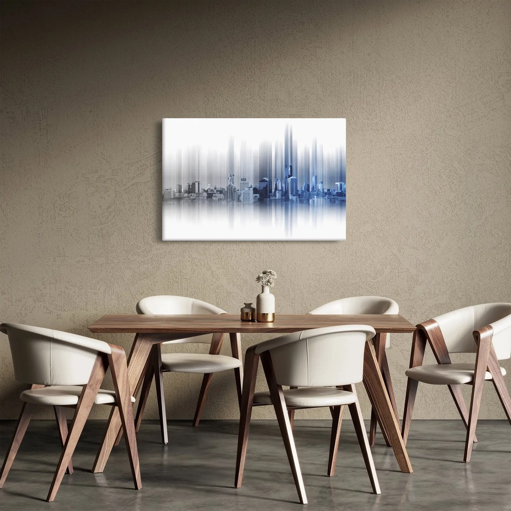 Tablou - Panorama orașului, albastru-gri (90x60 cm)