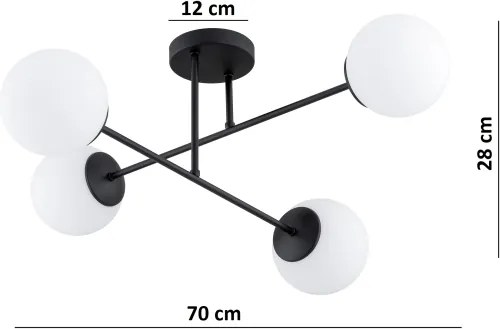 Brilagi - Lustră aplicată MILO 4xE27/60W/230V neagră