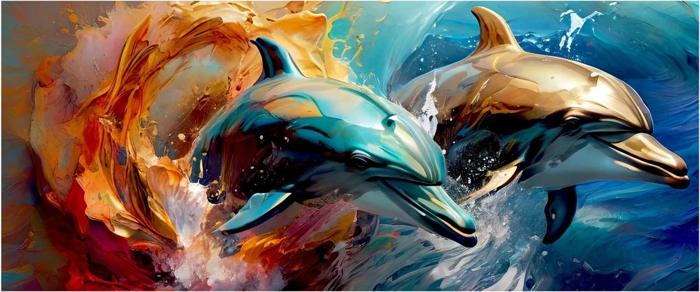 Tablou - Pictură de delfin (120x50 cm)