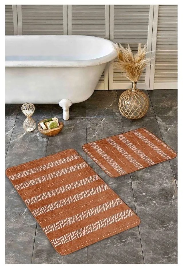 Covorașe de baie maro 2 buc. din catifea 60x100 cm – Mila Home