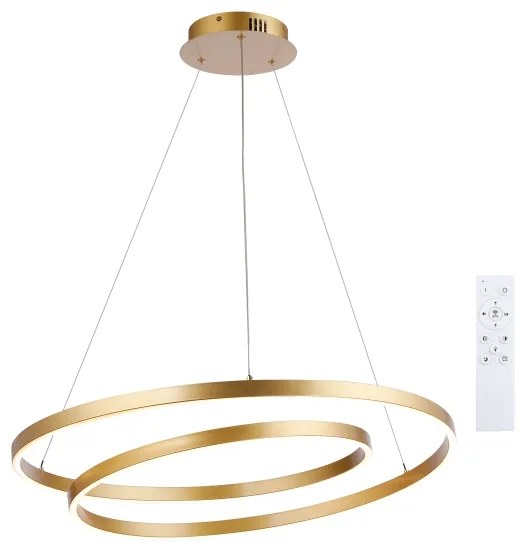 Brilagi-LED Lustră reglabilă pe cablu TWISTER LED/75W/230V Ø 70 cm auriu + telecomandă