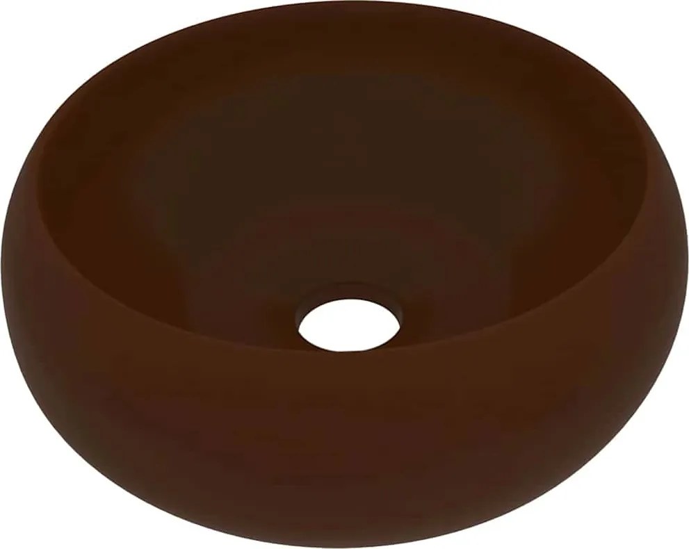 vidaXL Chiuvetă de baie lux maro închis mat 40x15 cm ceramică rotund
