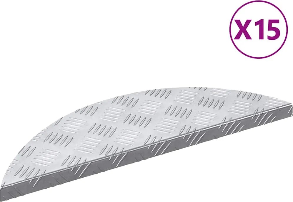 vidaXL Trepte Semilună 15 pcs Argintiu 60 x 18 x 2,5 cm Aluminiu