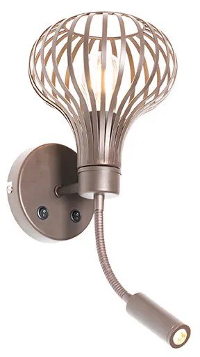 Aplică modernă maro cu lampă de citit 2 lumini - Saffira Brescia