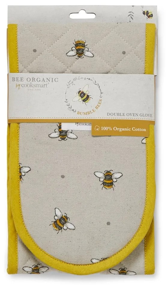 Suport dublu din bumbac Cooksmart ® Bumble Bees, bej-galben