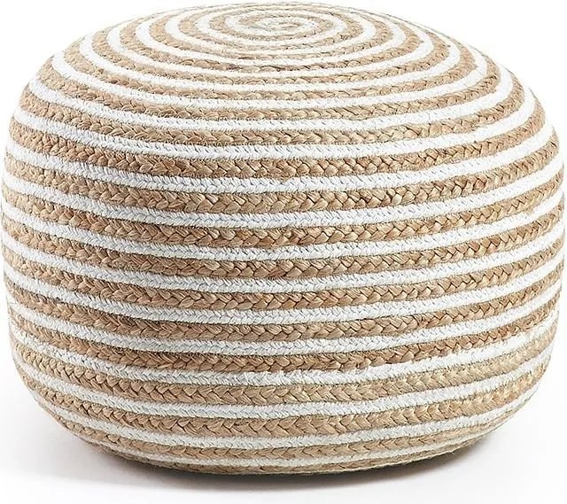Taburete rotund din iuta SAMY 50x35 natural/ alb AA1102FN05 JG