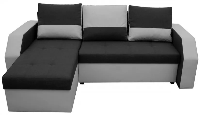 Coltar extensibil Madrid, 226x145x79 cm, 2 lazi depozitare, Reversibil, Gri/Negru