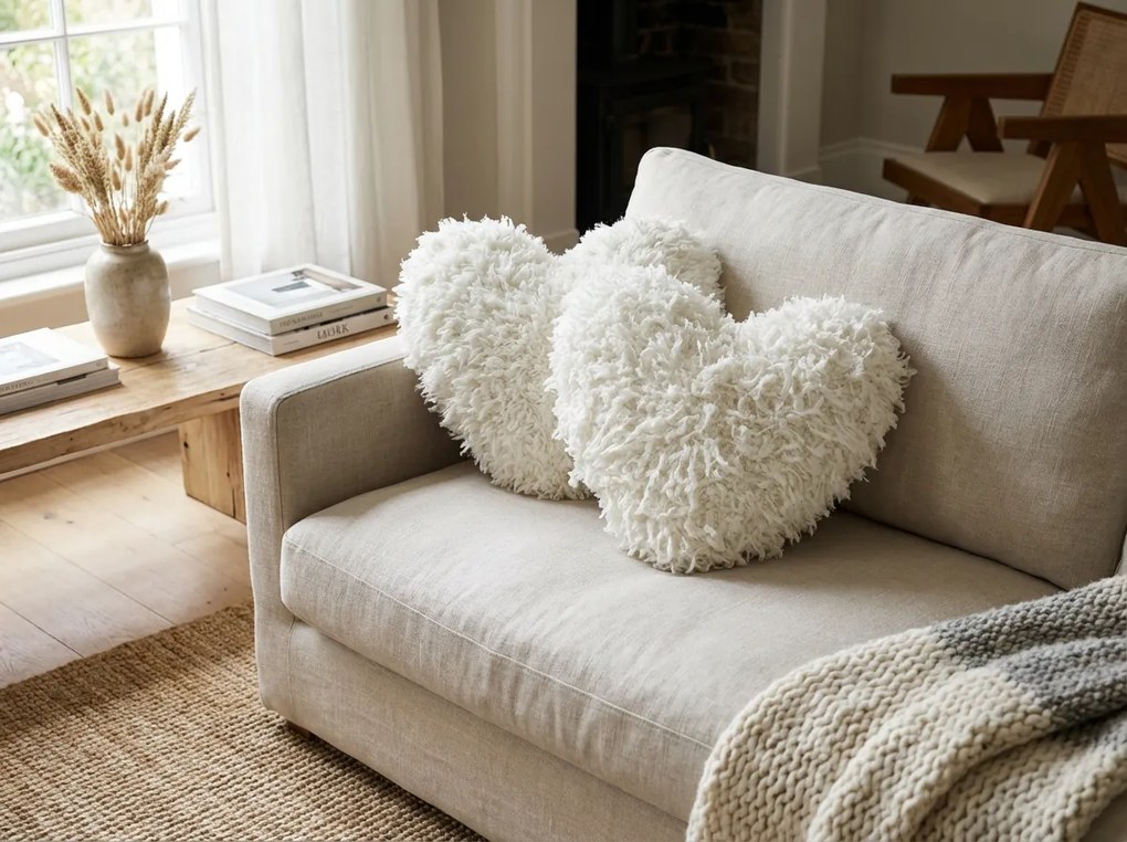 Perna decorativa ROMEO HEART 45x45 cm, albă