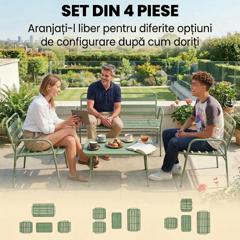 Outsunny canapele metalice verzi | Aosom Romania