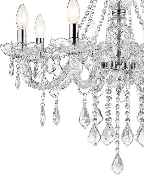 Lustră cu lanț CRISTALLO 8xE14/60W/230V crom lucios