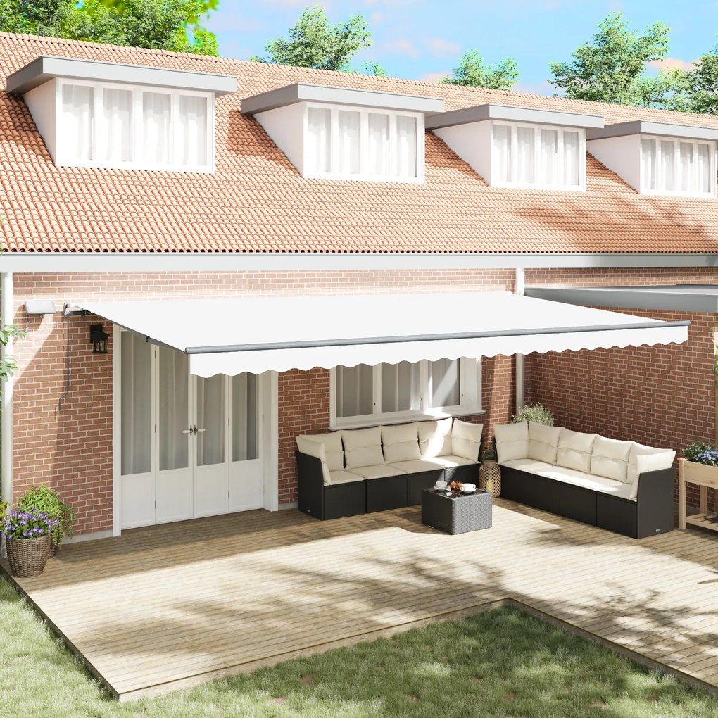 Marchiză retractabilă manuală vitaXL cu LED alb 600x300 cm