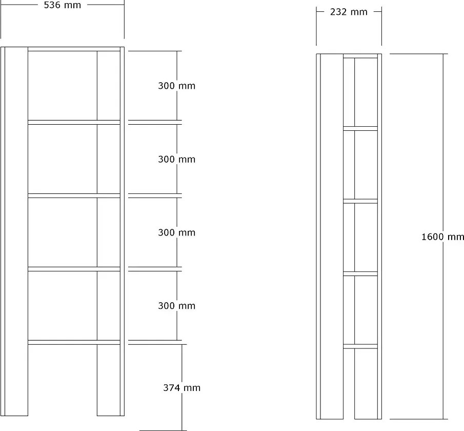 Biblioteca Polly culoare antracit 160cm