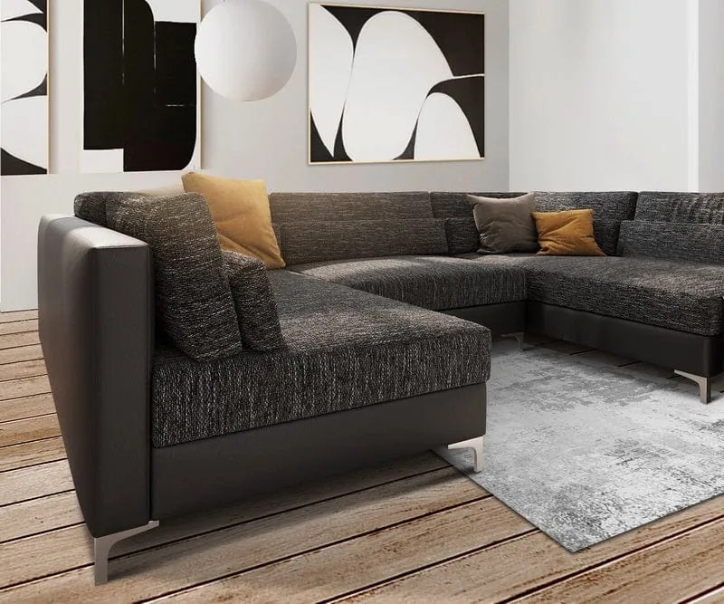 Colțar modular in forma de U Julio Black Grey 300x185 cm
