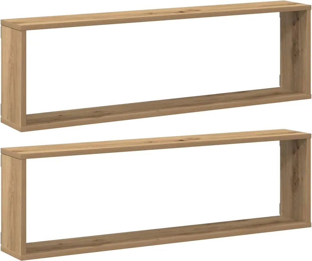 vidaXL Rafturi de perete cub 2 buc. stejar artizanal 100x15x30 cm lemn